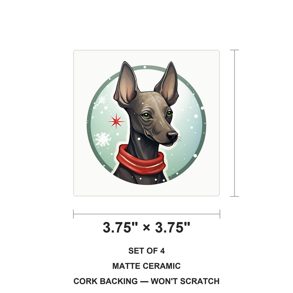 Xoloitzcuintli ceramic coasters set of 4, size 3.75 inches
