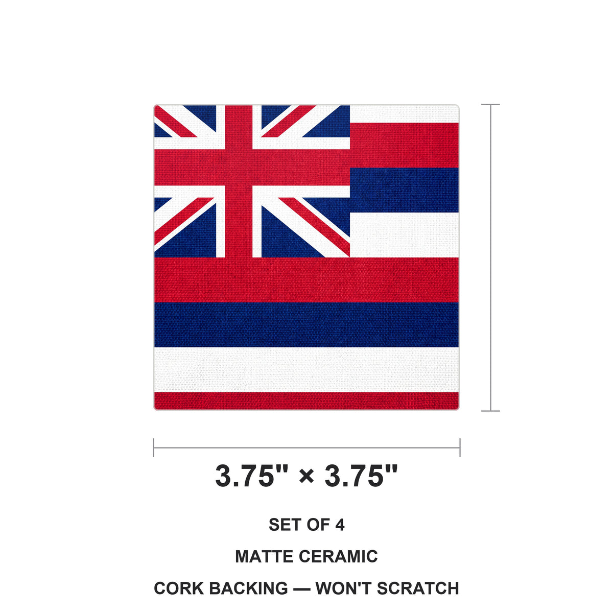 Hawaii State Flag ceramic coasters set of 4, size 3.75 inches
