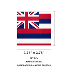 Hawaii State Flag ceramic coasters set of 4, size 3.75 inches