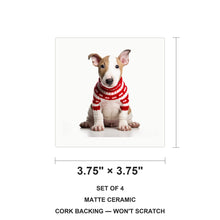 Bull Terrier Puppy ceramic coasters set of 4, size 3.75 inches
