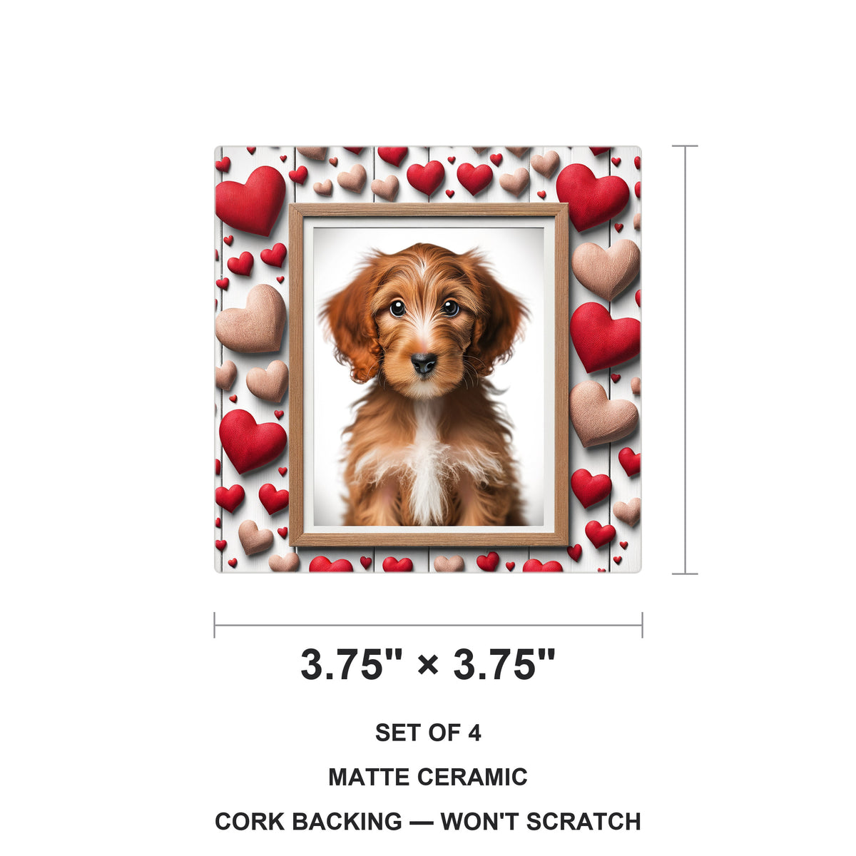 Goldendoodle ceramic coasters set of 4, size 3.75 inches