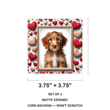 Goldendoodle ceramic coasters set of 4, size 3.75 inches