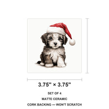 Havanese Puppy Drawing ceramic coasters set of 4, size 3.75 inches