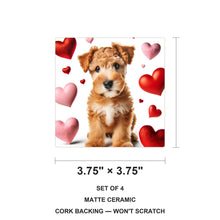 Soft Coated Wheaten Terrier ceramic coasters set of 4, size 3.75 inches