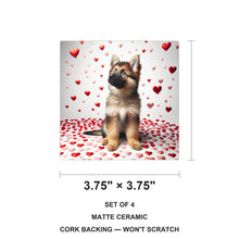 German Shepherd Dog ceramic coasters set of 4, size 3.75 inches