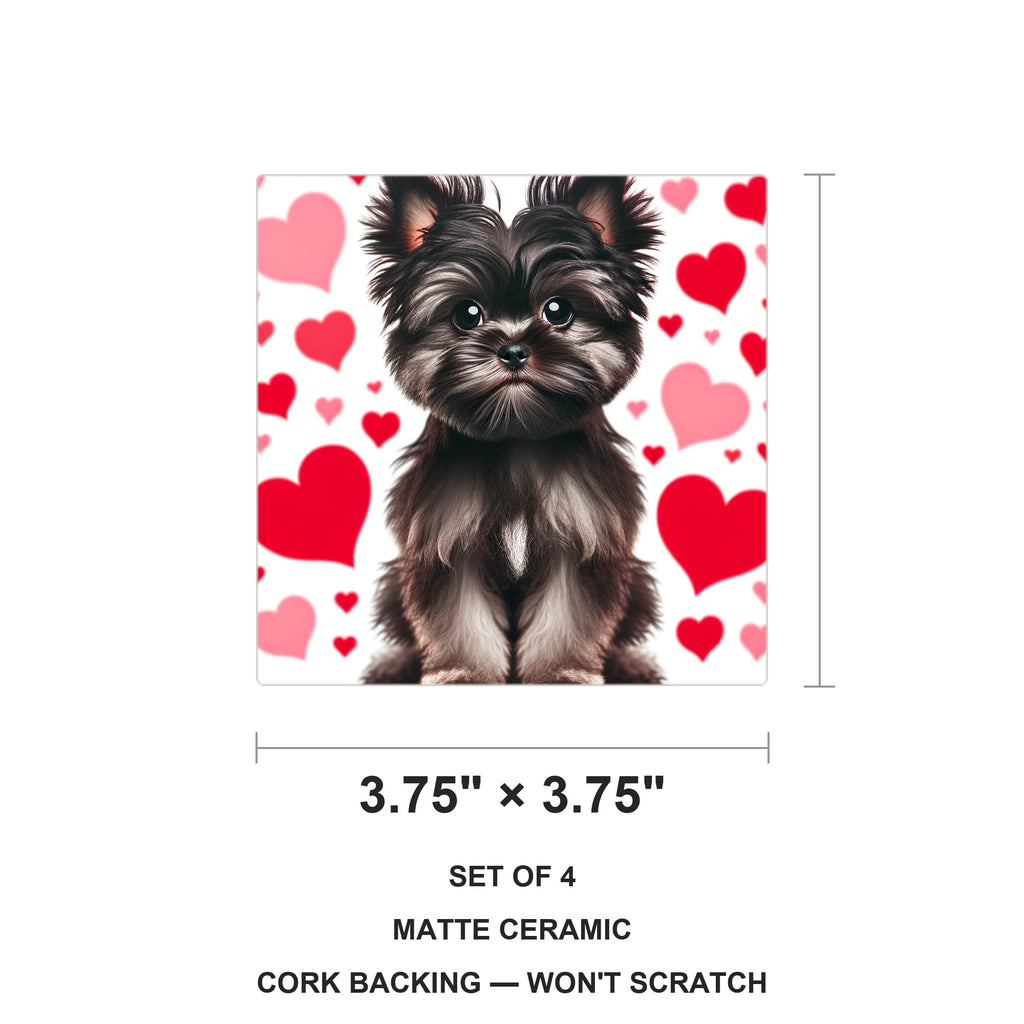 Yorkshire Terrier ceramic coasters set of 4, size 3.75 inches