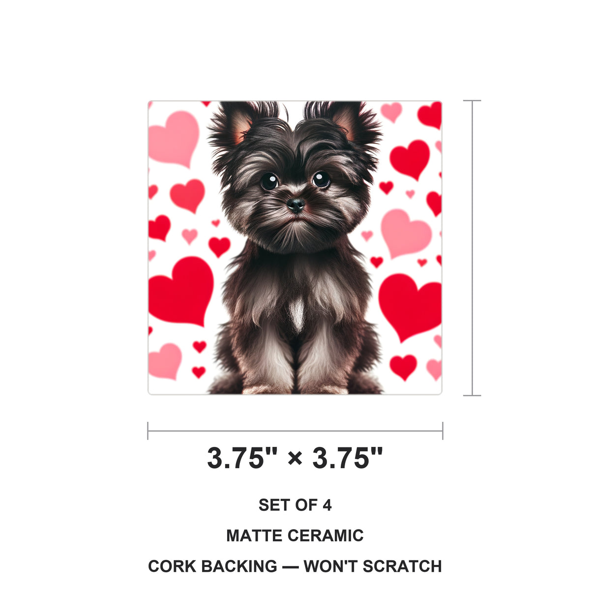 Yorkshire Terrier ceramic coasters set of 4, size 3.75 inches