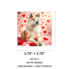 Akita ceramic coasters set of 4, size 3.75 inches