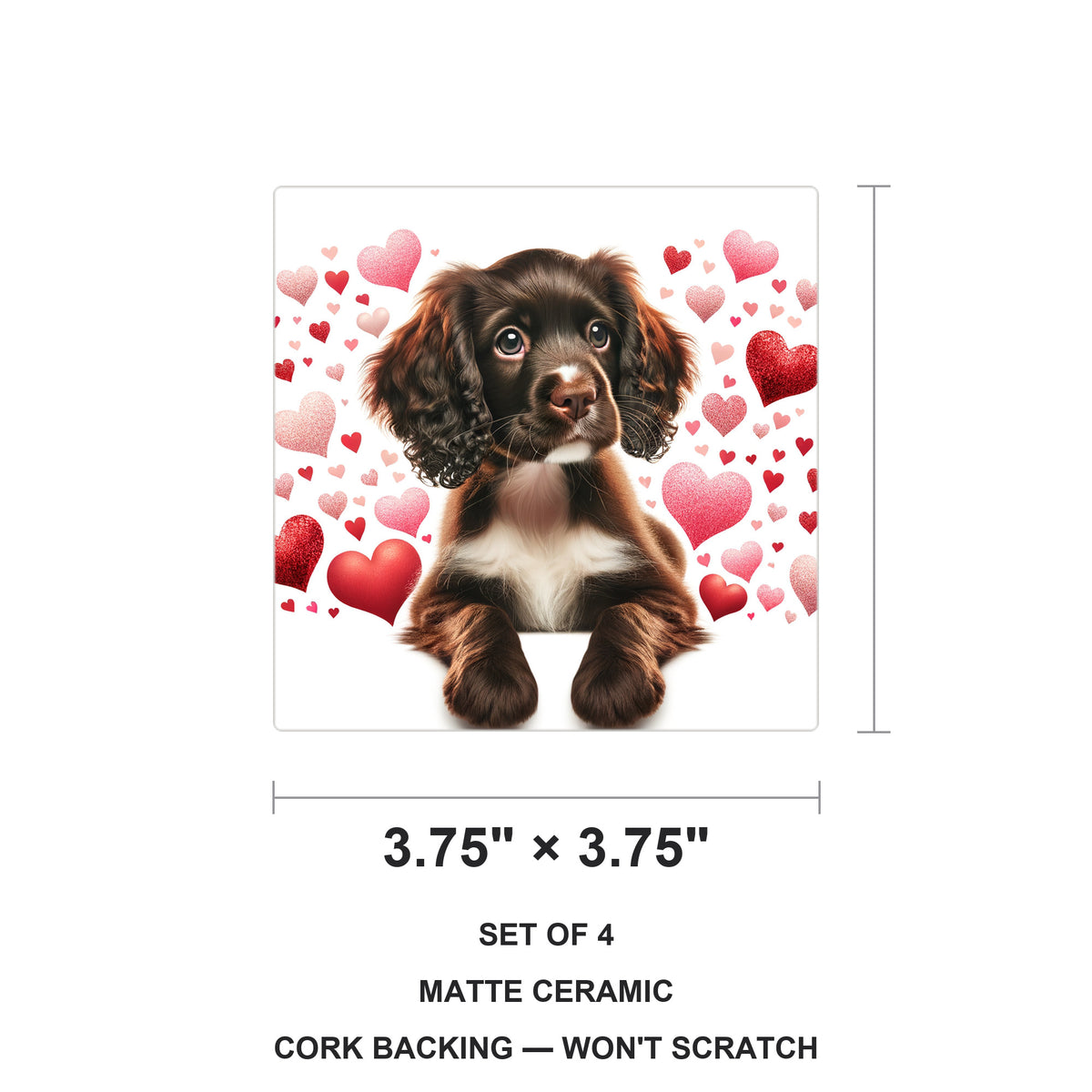 Cocker Spaniel ceramic coasters set of 4, size 3.75 inches