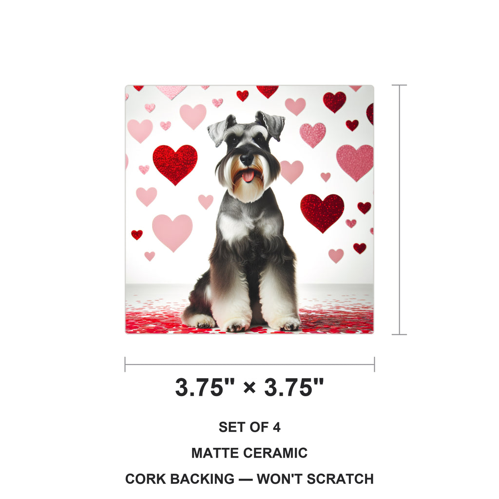 Miniature Schnauzer ceramic coasters set of 4, size 3.75 inches