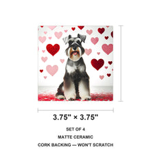 Miniature Schnauzer ceramic coasters set of 4, size 3.75 inches