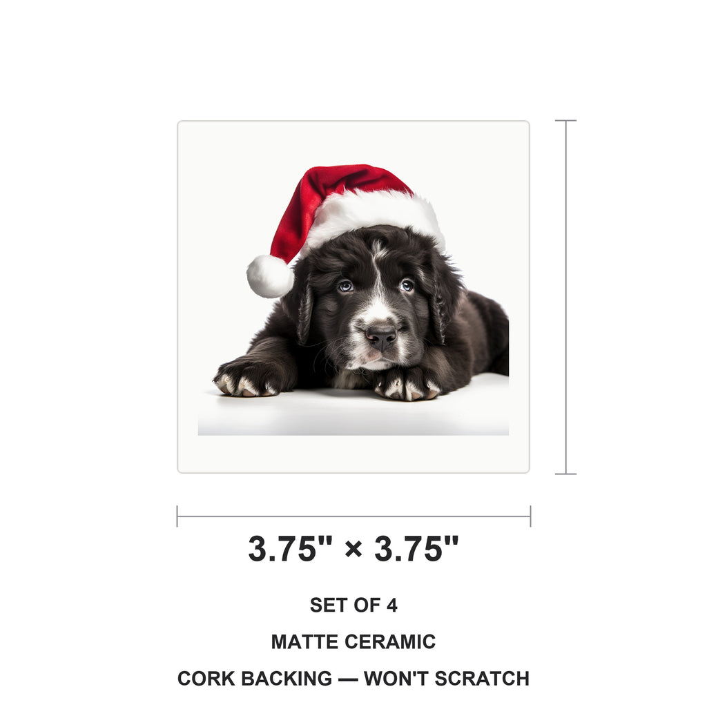 Newfoundland Puppy ceramic coasters set of 4, size 3.75 inches