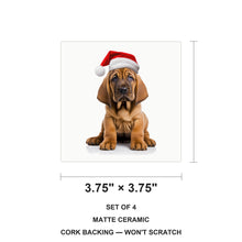 Bloodhound Puppy ceramic coasters set of 4, size 3.75 inches