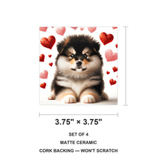 Pomeranian ceramic coasters set of 4, size 3.75 inches