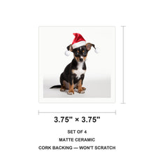 Toy Fox Terrier Puppy ceramic coasters set of 4, size 3.75 inches
