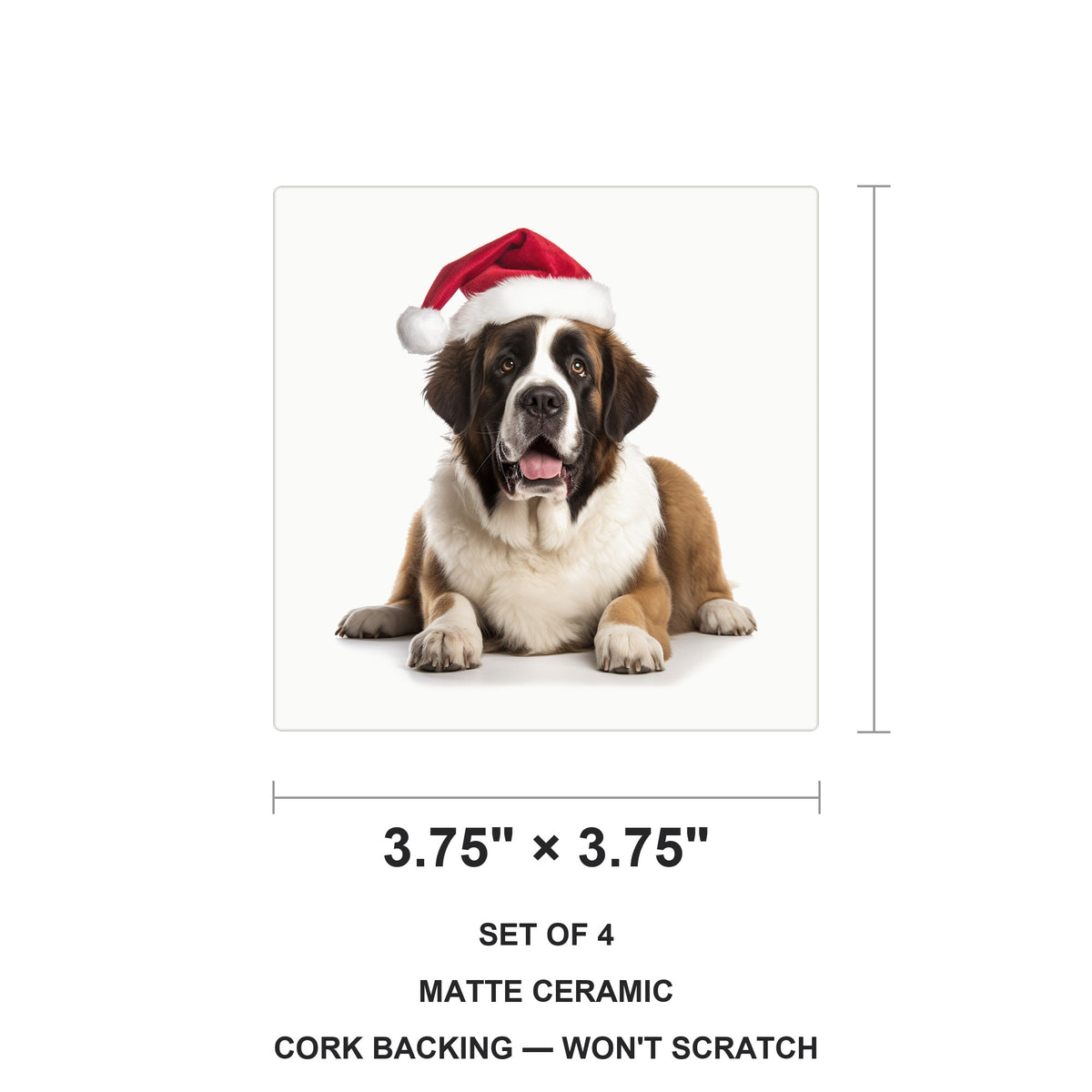 St. Bernard ceramic coasters set of 4, size 3.75 inches