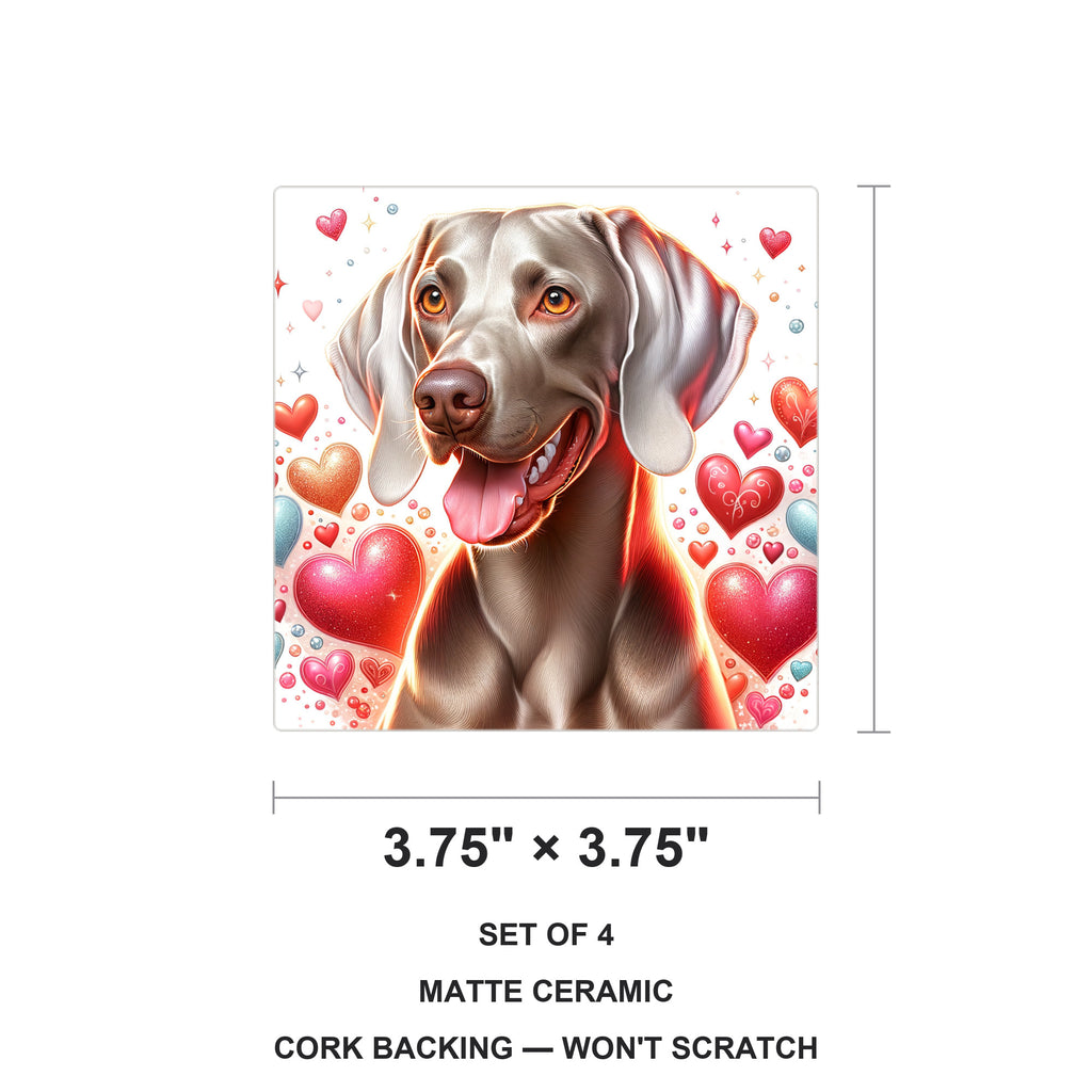 Weimaraner ceramic coasters set of 4, size 3.75 inches