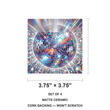 Disco Ball ceramic coasters set of 4, size 3.75 inches