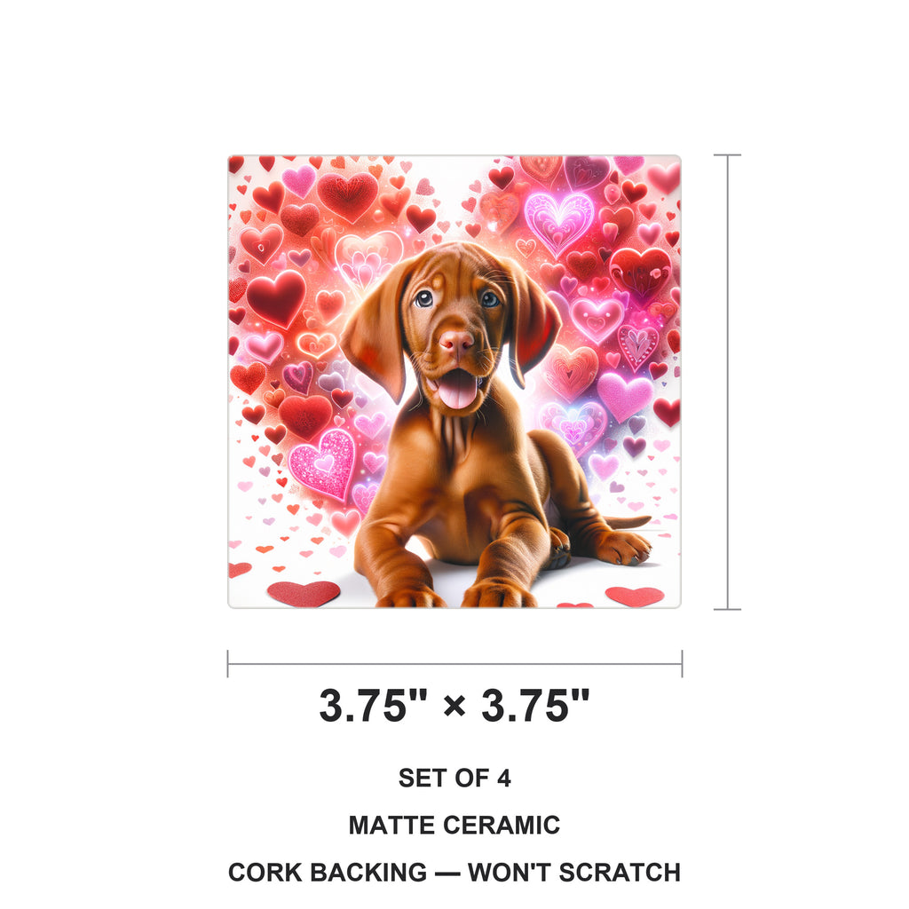 Vizsla ceramic coasters set of 4, size 3.75 inches
