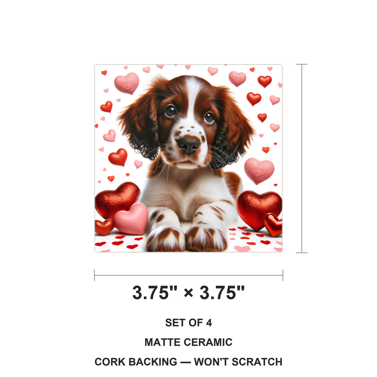 English Springer Spaniel ceramic coasters set of 4, size 3.75 inches