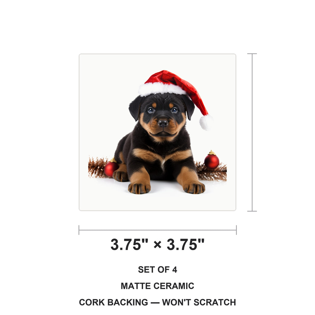 Rottweiler Puppy ceramic coasters set of 4, size 3.75 inches