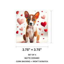 Basenji ceramic coasters set of 4, size 3.75 inches
