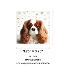 Cavalier King Charles Spaniel ceramic coasters set of 4, size 3.75 inches