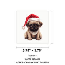 Pug Puppy Drawing ceramic coasters set of 4, size 3.75 inches