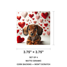 Dachshund ceramic coasters set of 4, size 3.75 inches