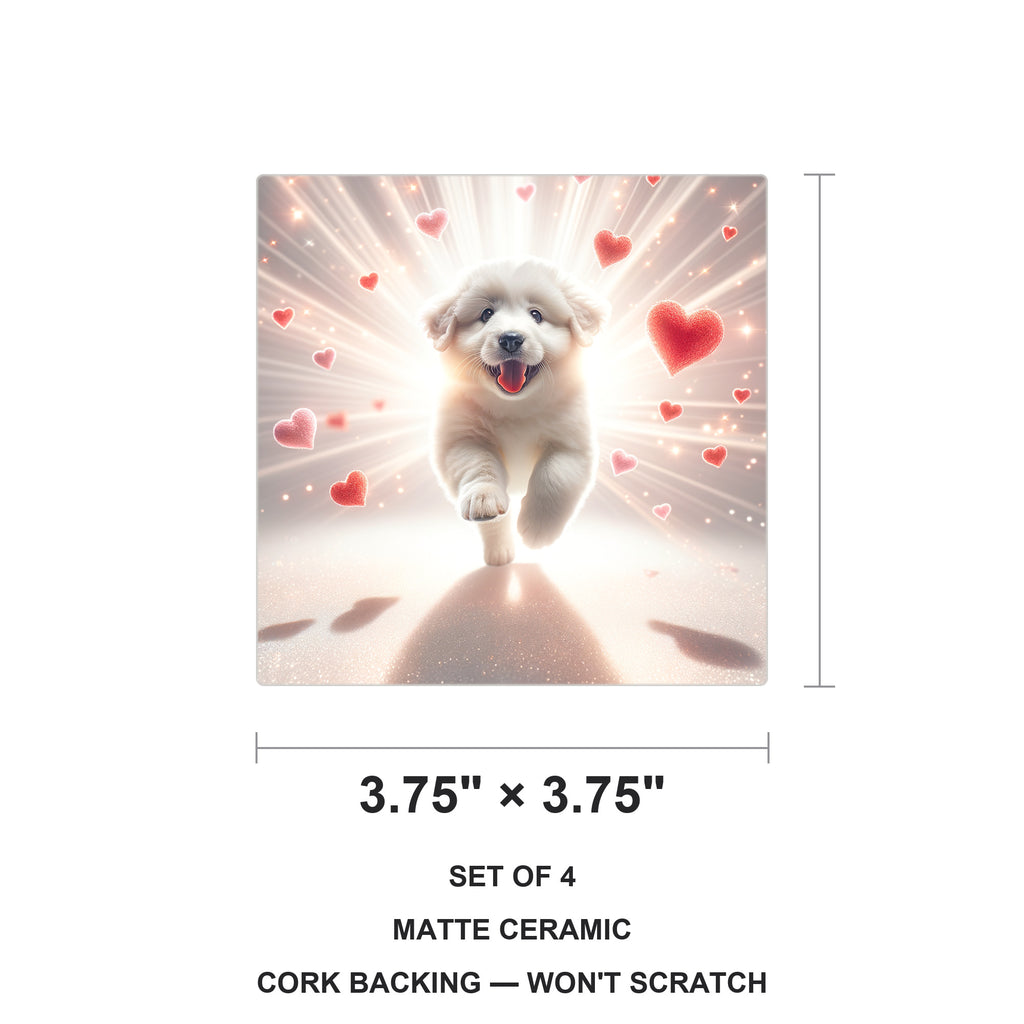 Golden Retriever ceramic coasters set of 4, size 3.75 inches