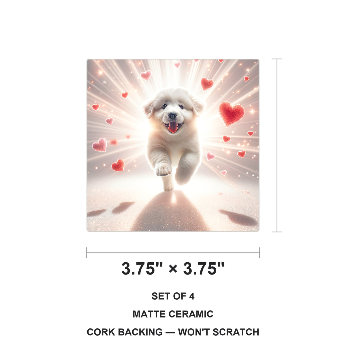 Golden Retriever ceramic coasters set of 4, size 3.75 inches
