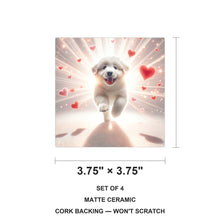 Golden Retriever ceramic coasters set of 4, size 3.75 inches
