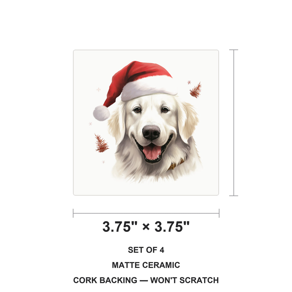 Great Pyrenees ceramic coasters set of 4, size 3.75 inches
