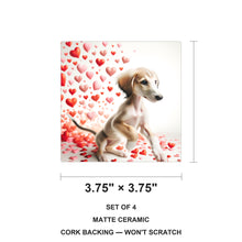 Saluki ceramic coasters set of 4, size 3.75 inches