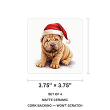 Chinese Shar-Pei Puppy Drawing ceramic coasters set of 4, size 3.75 inches
