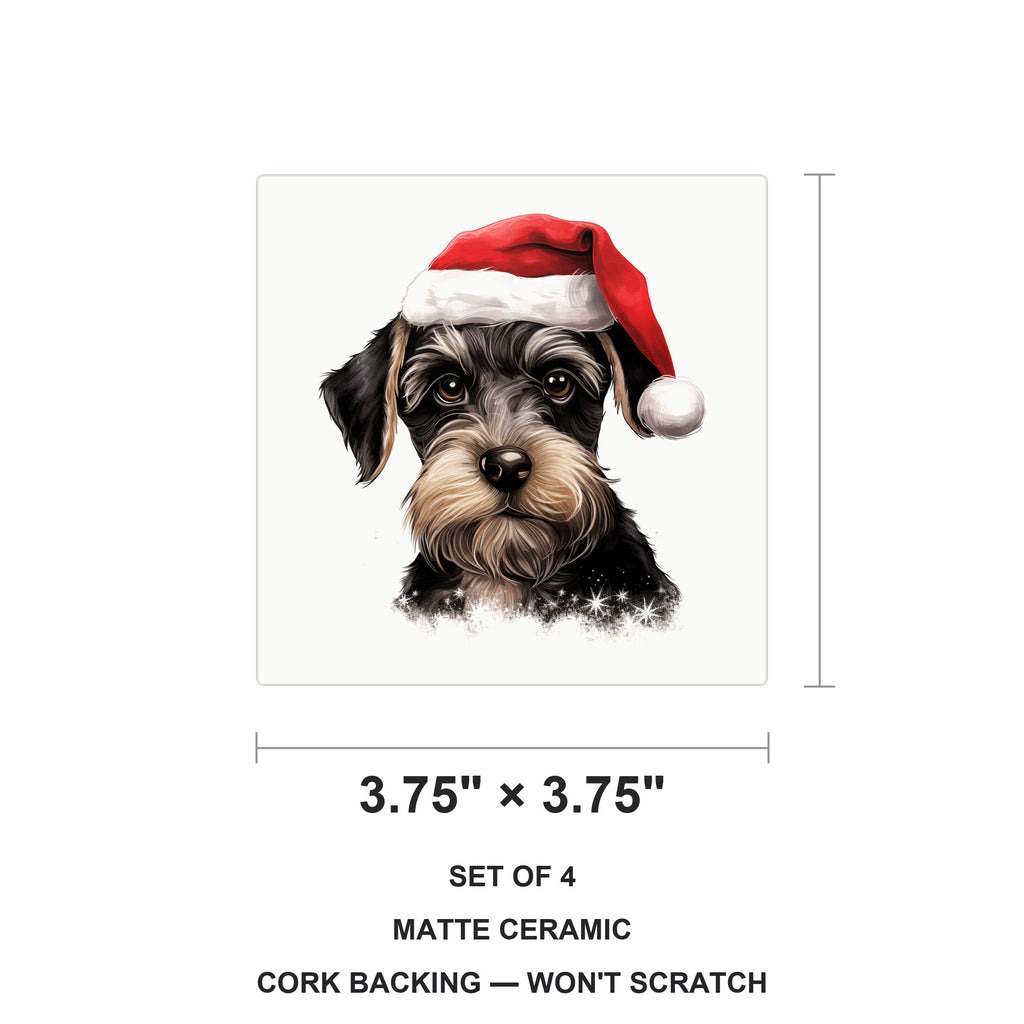 Standard Schnauzer Puppy Drawing ceramic coasters set of 4, size 3.75 inches