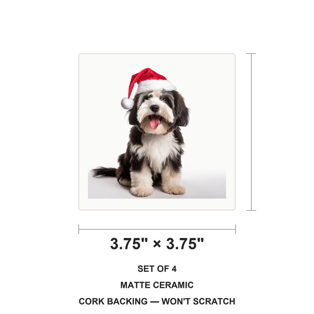 Tibetan Terrier ceramic coasters set of 4, size 3.75 inches