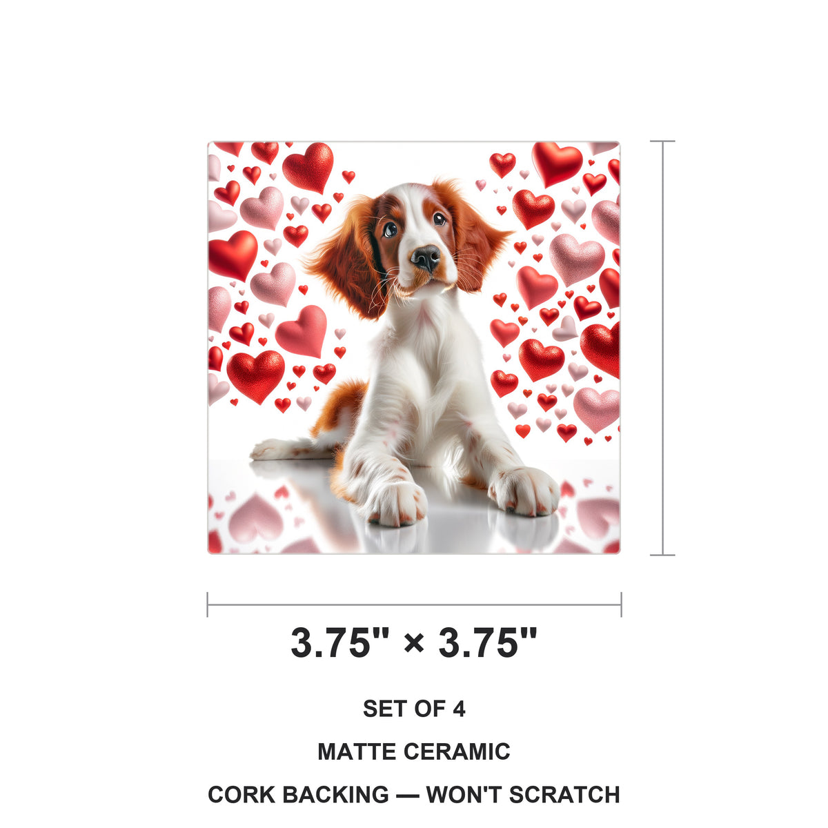 Welsh Springer Spaniel ceramic coasters set of 4, size 3.75 inches