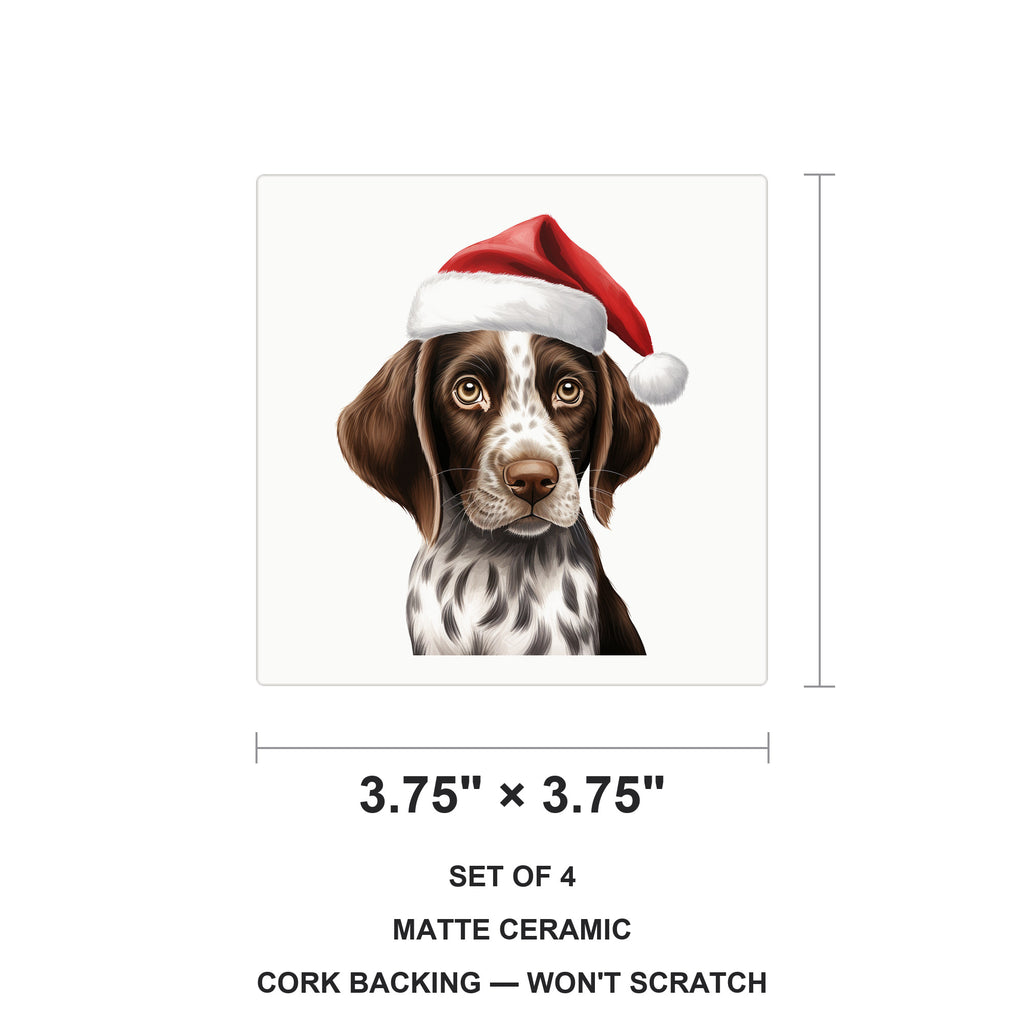 Pointer Puppy Drawing ceramic coasters set of 4, size 3.75 inches