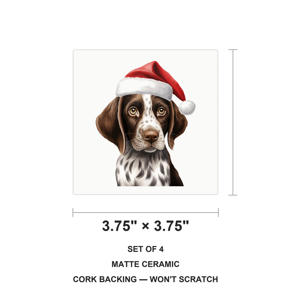 Pointer Puppy Drawing ceramic coasters set of 4, size 3.75 inches