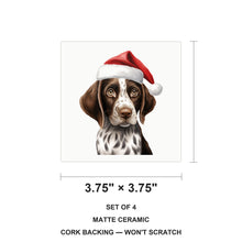 Pointer Puppy Drawing ceramic coasters set of 4, size 3.75 inches
