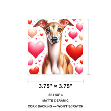 Italian Greyhound ceramic coasters set of 4, size 3.75 inches