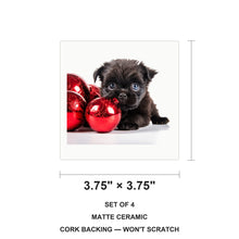 Affenpinscher Puppy ceramic coasters set of 4, size 3.75 inches