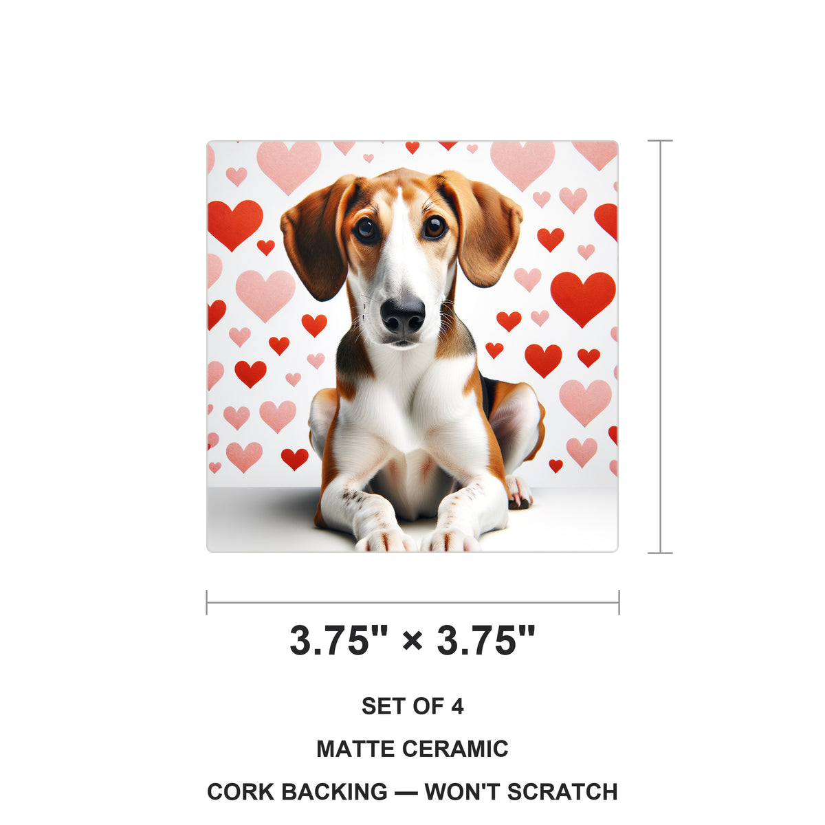 Beagle ceramic coasters set of 4, size 3.75 inches