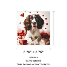 English Springer Spaniel ceramic coasters set of 4, size 3.75 inches