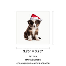 Collie Puppy ceramic coasters set of 4, size 3.75 inches