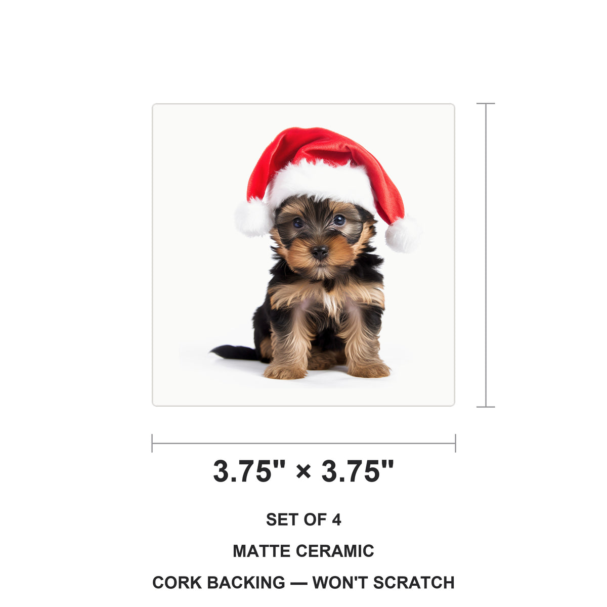 Yorkshire Terrier Puppy ceramic coasters set of 4, size 3.75 inches