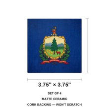 Vermont State Flag ceramic coasters set of 4, size 3.75 inches