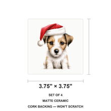 Parson Russell Terrier Puppy Drawing ceramic coasters set of 4, size 3.75 inches
