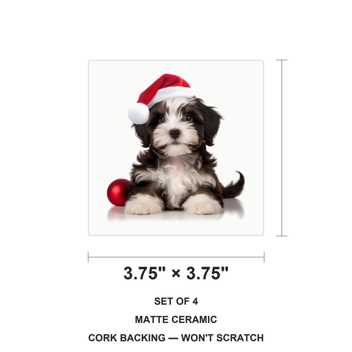 Havanese Puppy ceramic coasters set of 4, size 3.75 inches